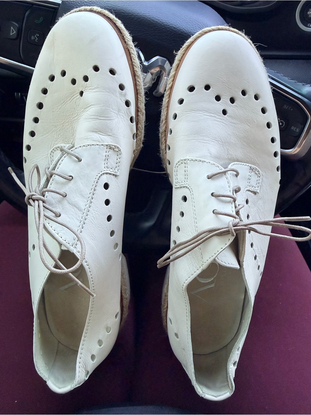 AGL-LIKE NEW, Made in Italy Platform Perforated Leather Espadrille sawtooth sole